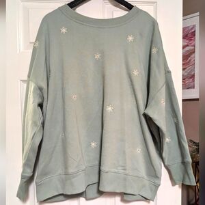 Maurices Flower Crewneck Soft Embroidered Sweatshirt 2X